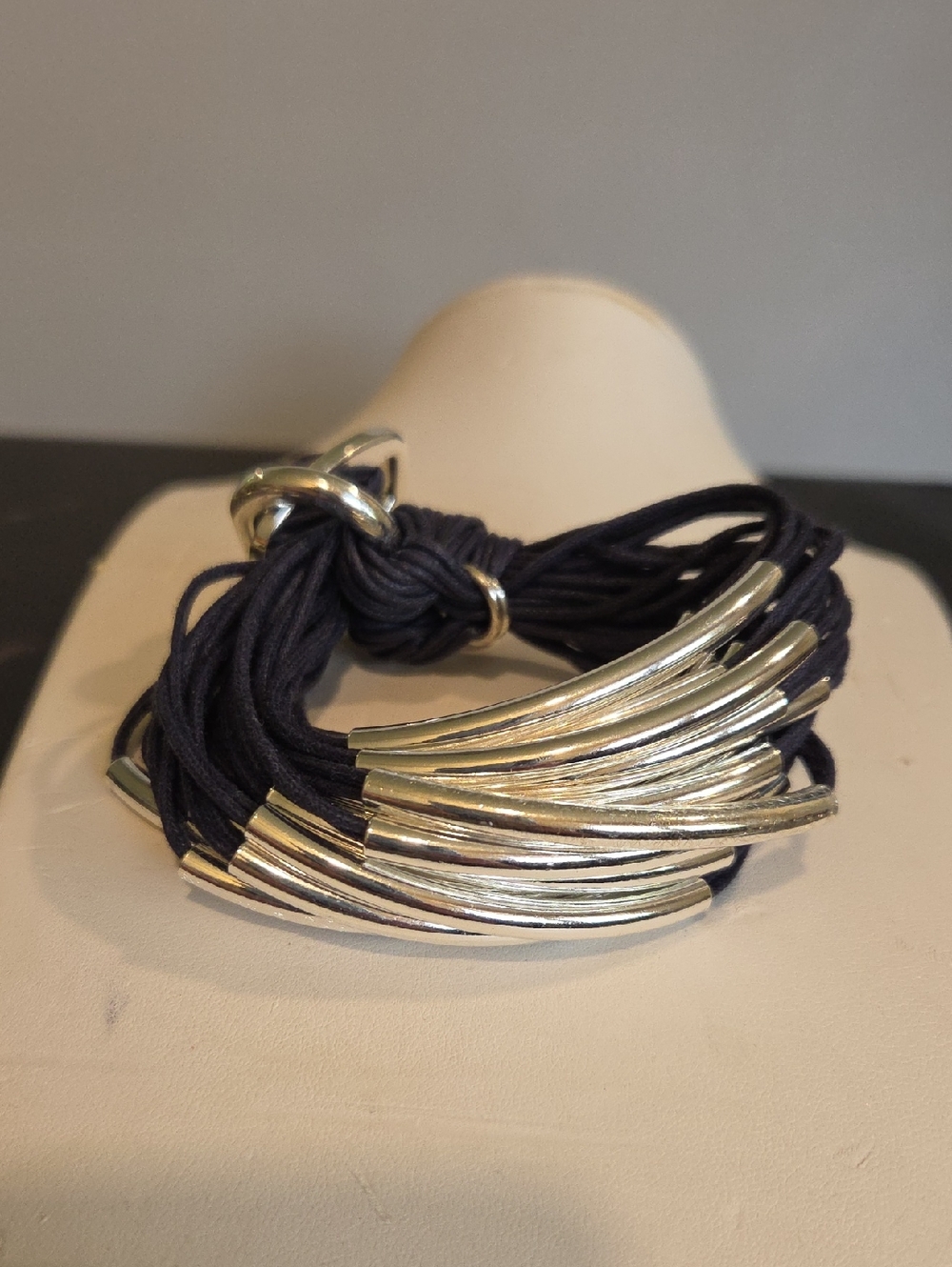 Gillian Julius Silver and Navy 20-Strand Blue Cord Bracelet
